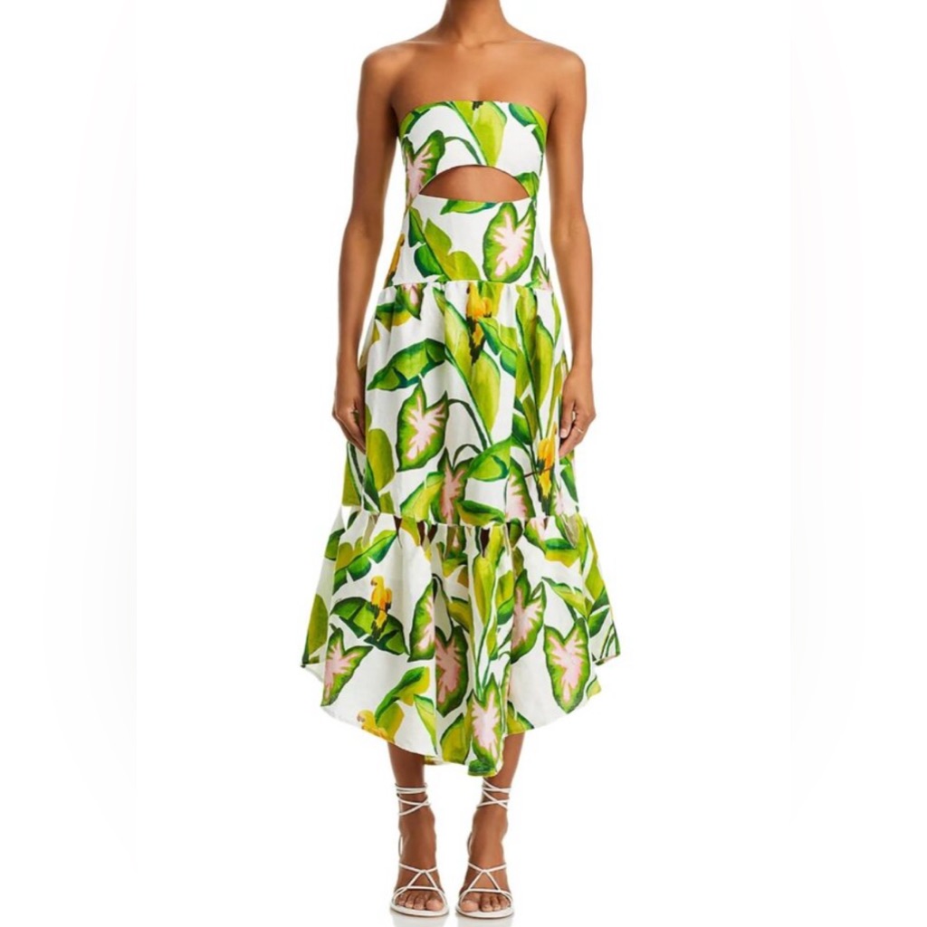Nwt Farm Rio Summer Foliage Strapless Dress Size L